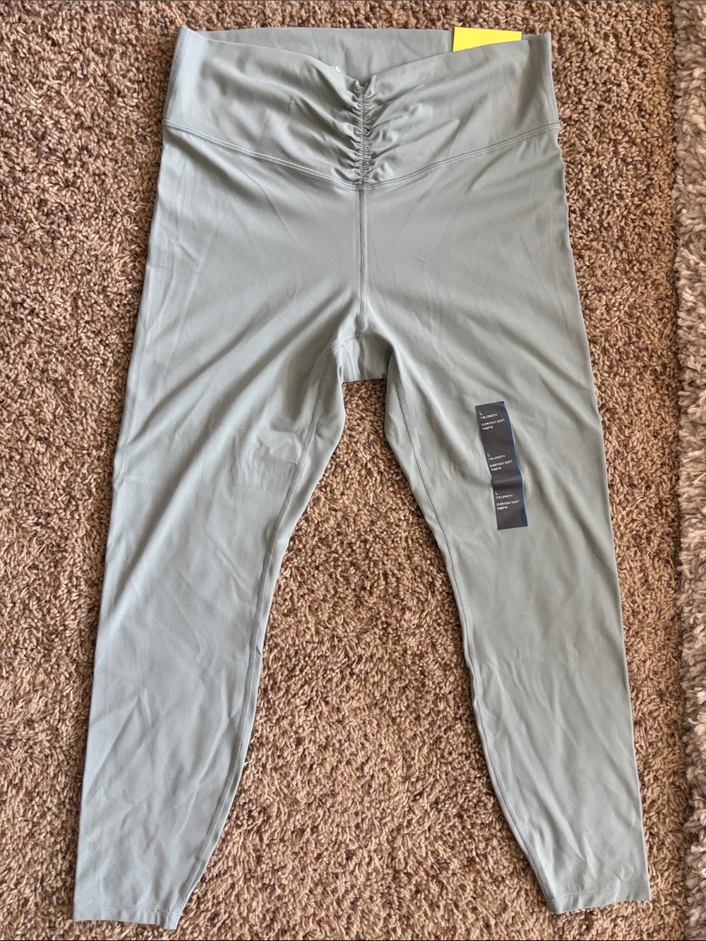 all in motion Sage Green Ruched-Waist High-Rise Leggings 7/8 Length
